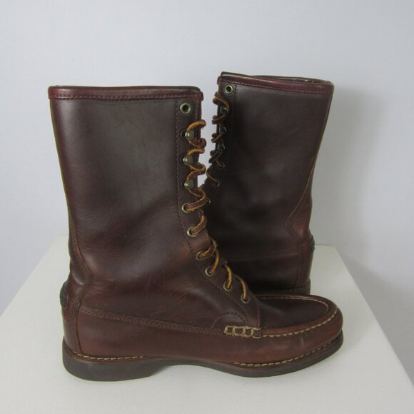 Polo Country Ralph Lauren Women 7.5 M Brown Leather Lace Up Moc Toe Ankle Boots - Picture 8 of 15